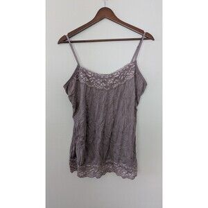 Maurices Y2K Crinkle Cami XL Lace Trim Fairy Grunge Boho Layering Tank Top